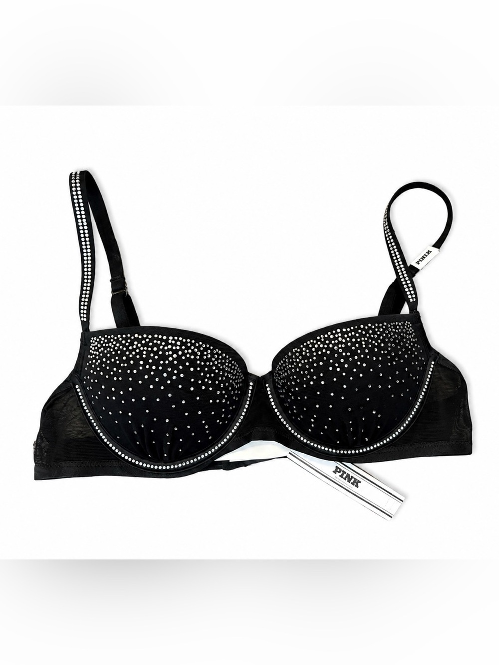 NWT PINK Victoria’s Secret Rhinestone Push-Up Bra Black 32B
